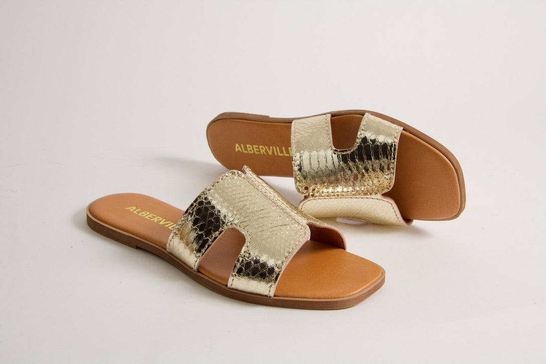 Marilyn Gold Snake lädersandaler