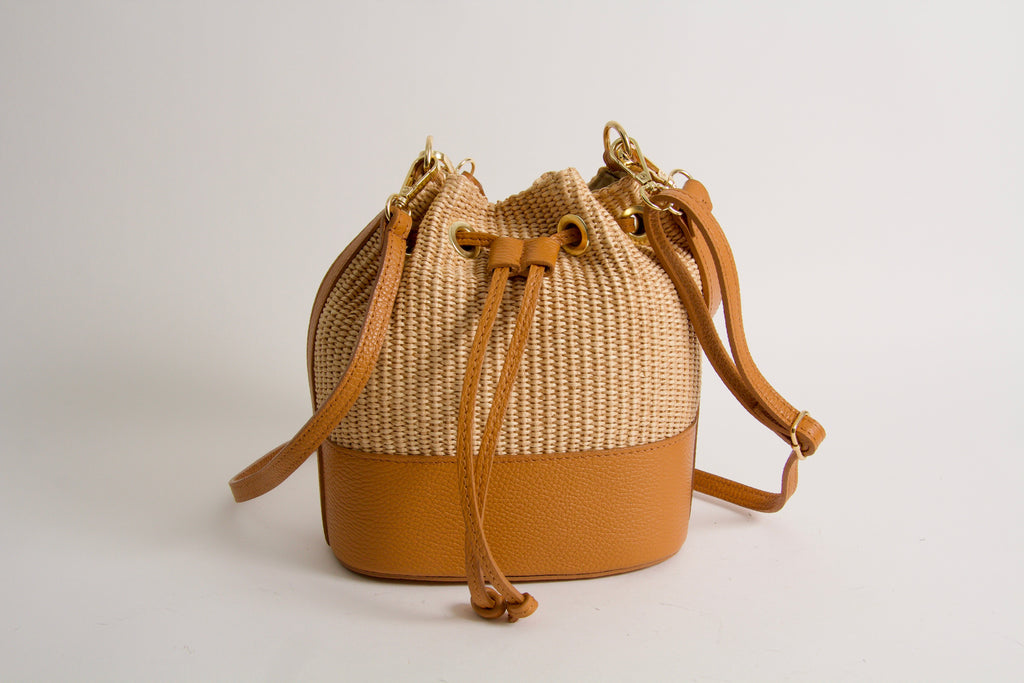 Sac Bag Rafia Natural Cuoio
