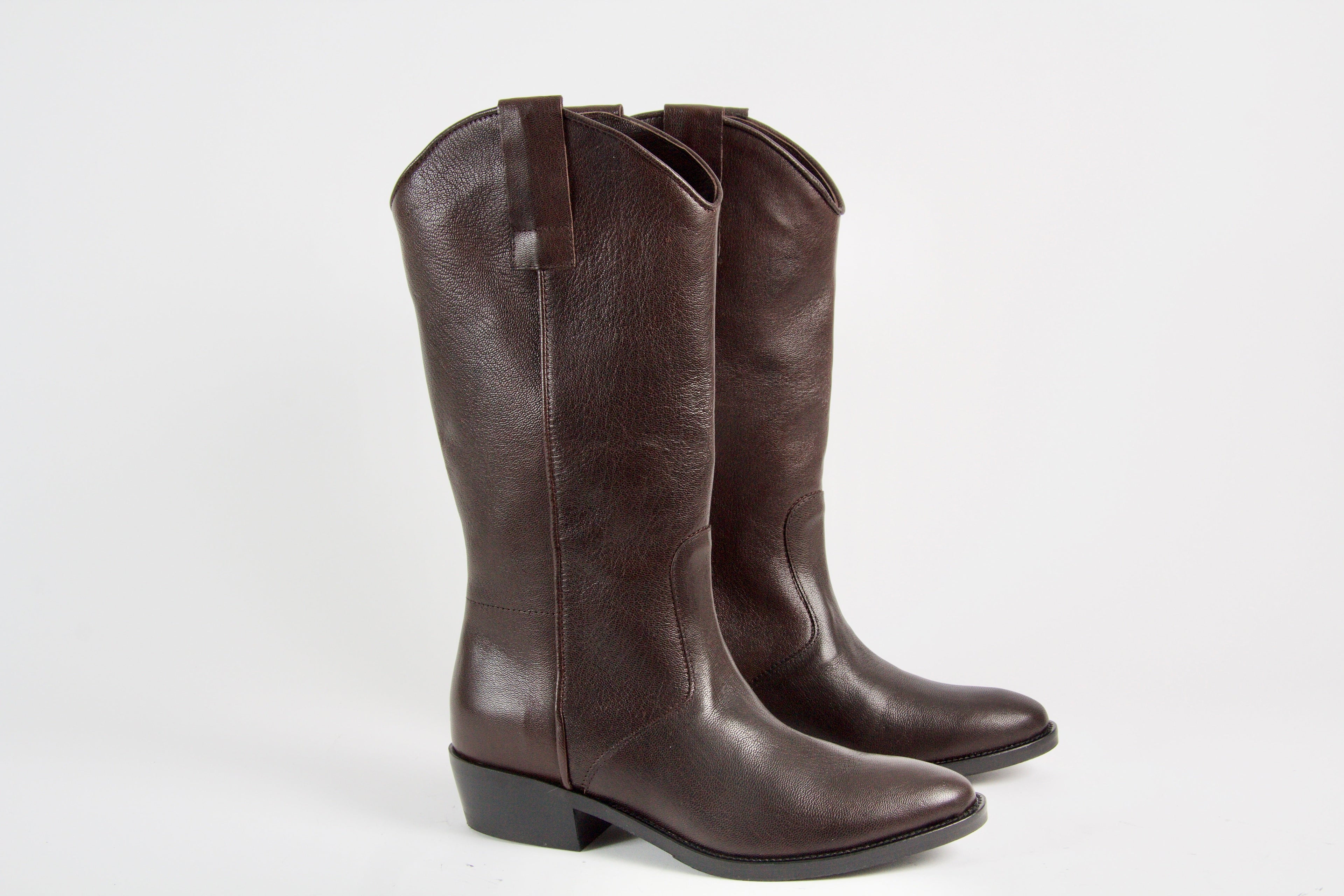 Simona westernstövlar i mörkbrunt