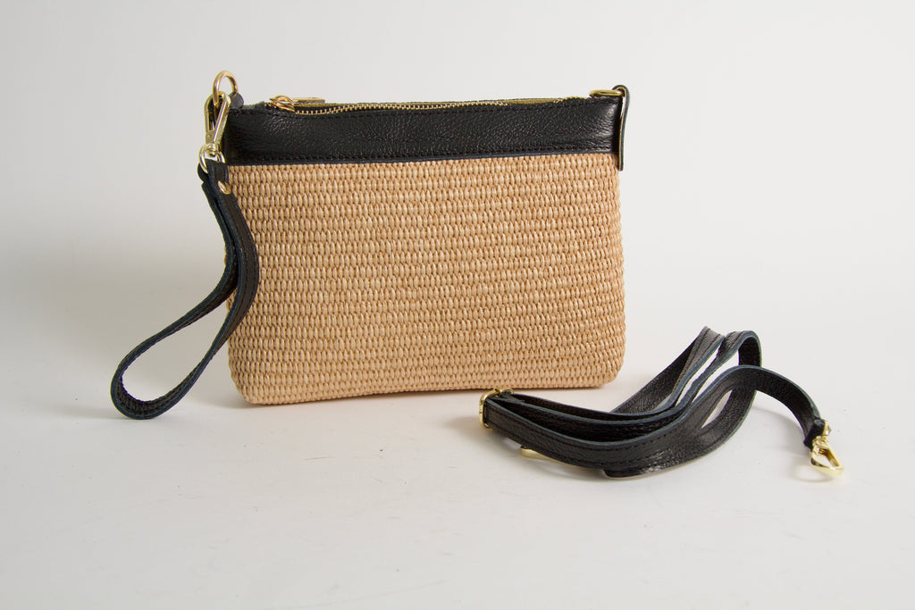 Miniväskor i naturlig svart rafia