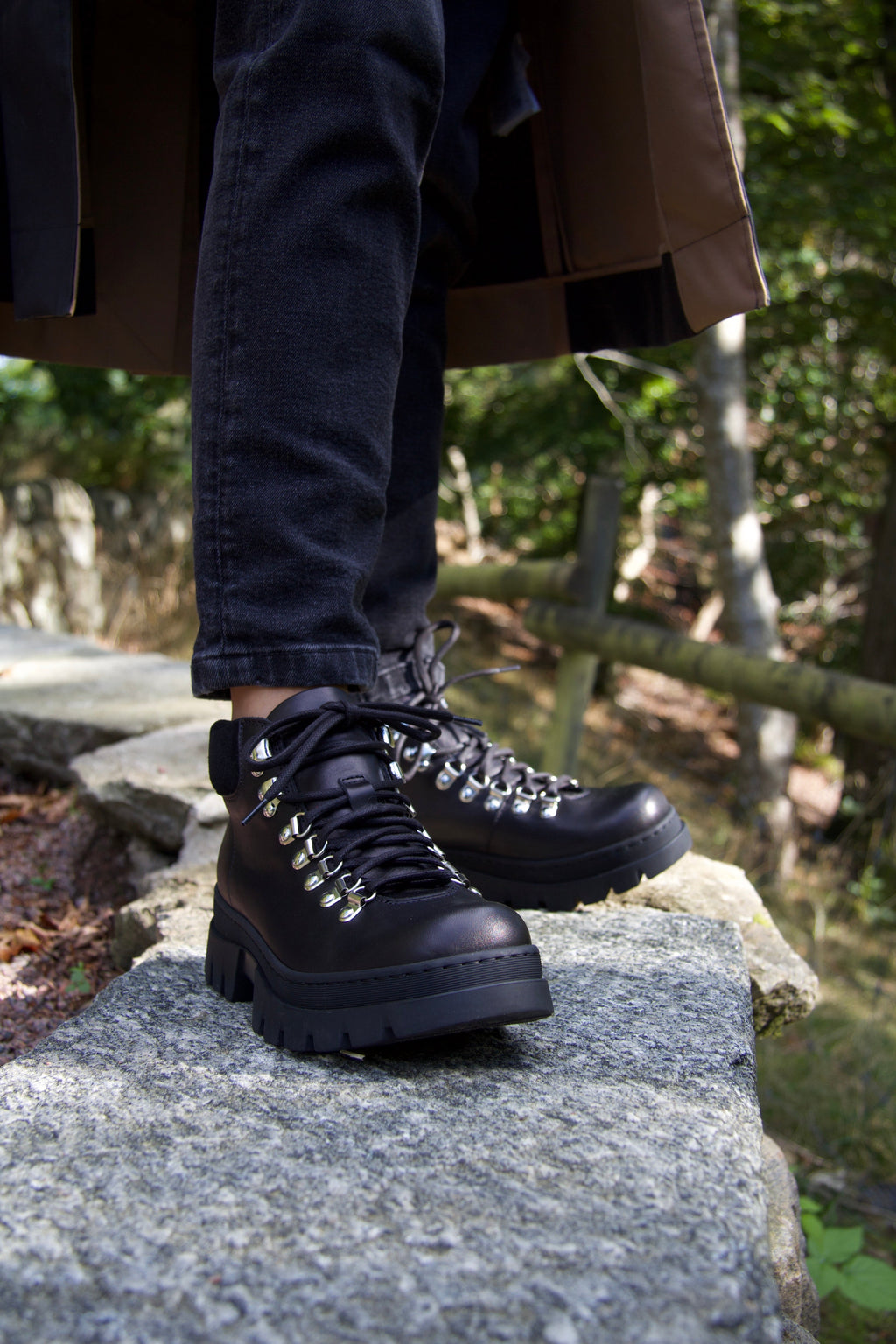 Wiggo svarta snörstövlar